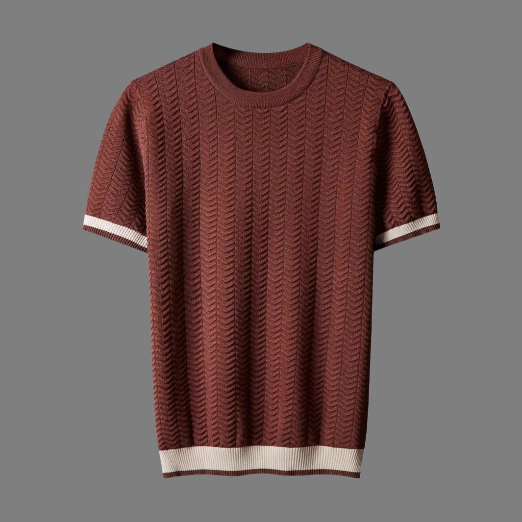 Camiseta slim fit jacquard contraste para hombre