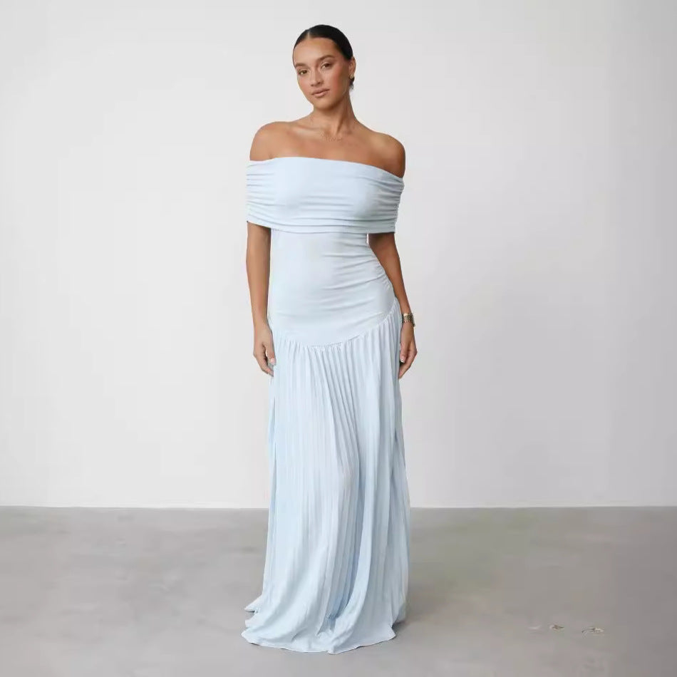 Vestido Versátil con Pliegues y Escote caído