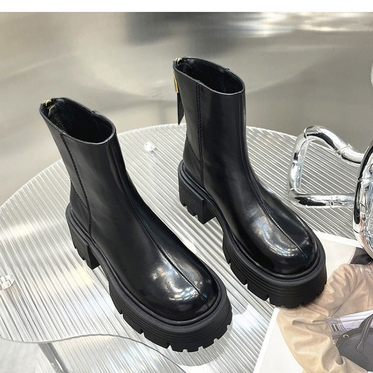 Botines Cortos de Moda para Niños, Estilo Coreano, Tacón Grueso y Suela Gruesa para Otoño e Invierno