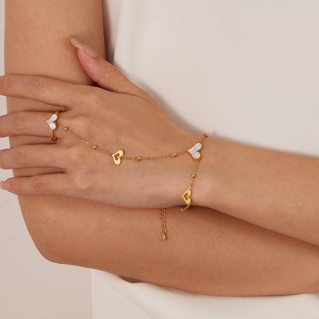 Pulsera Brazalete de Acero Inoxidable con Diseño de Corazón
