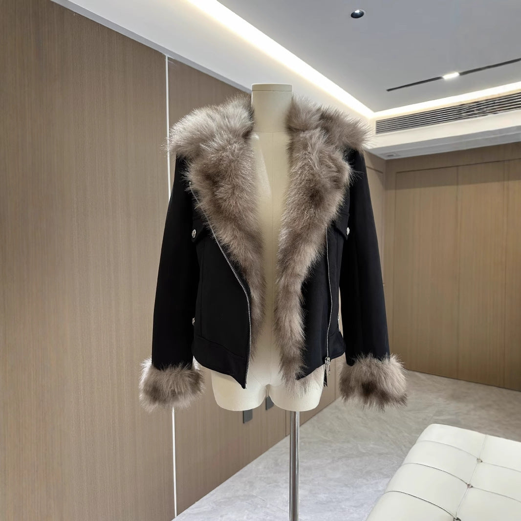 Chaqueta Negra de Invierno con Forro de Piel