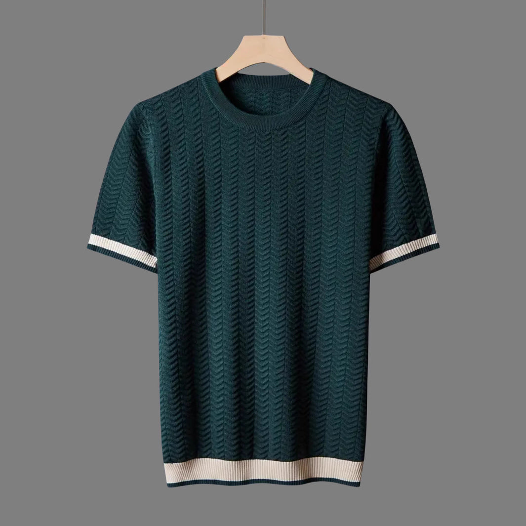 Camiseta slim fit jacquard contraste para hombre