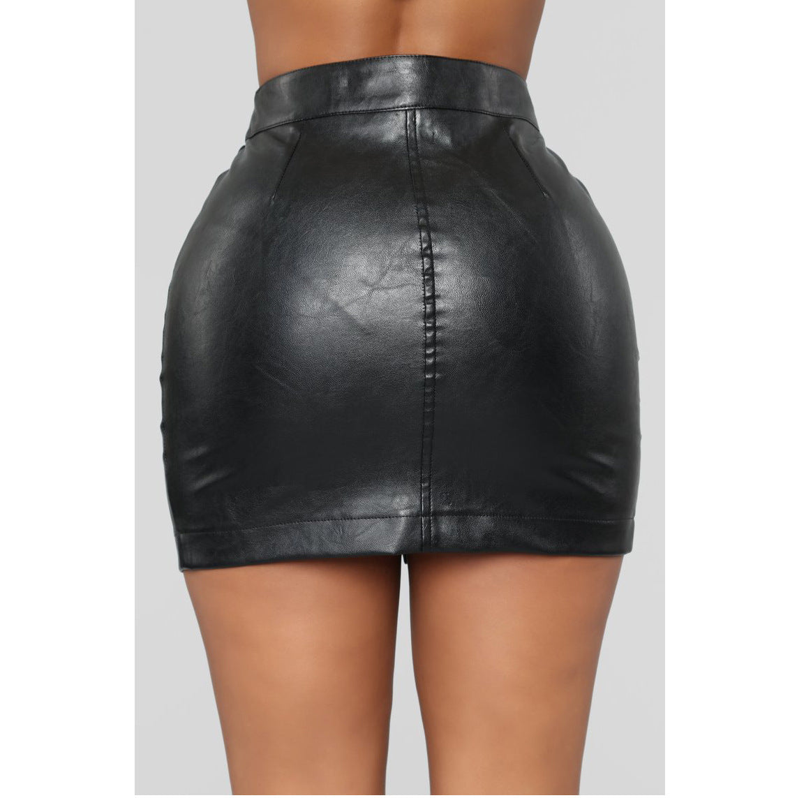 Falda Corta de Cuero con Cintura Alta para Mujer
