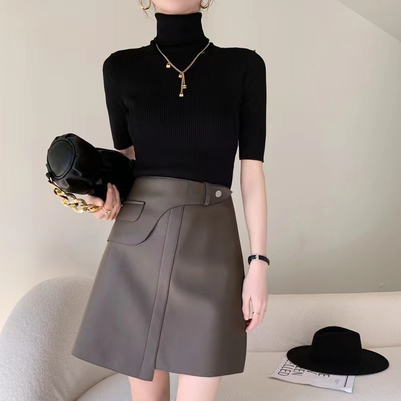 Falda de Piel Sintética de Alta Moda – Cintura Alta con Cierre y Corte Slim