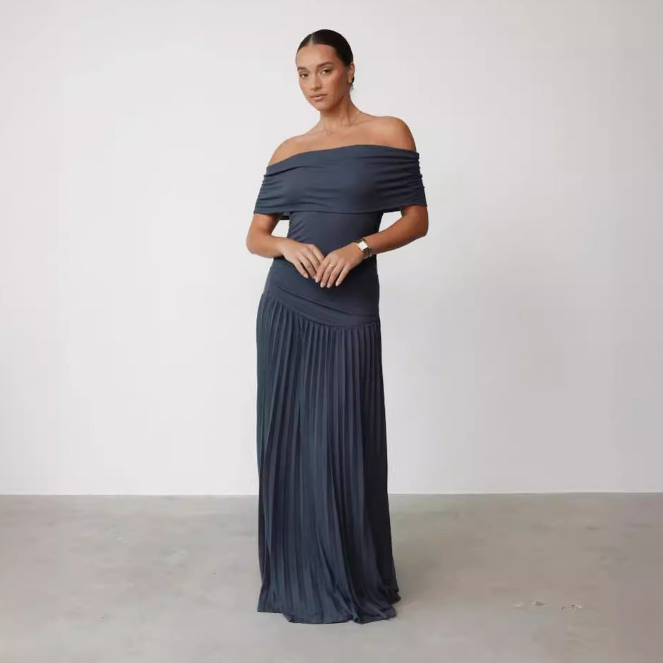 Vestido Versátil con Pliegues y Escote caído