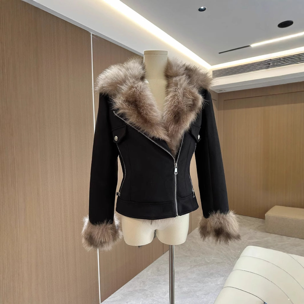 Chaqueta Negra de Invierno con Forro de Piel