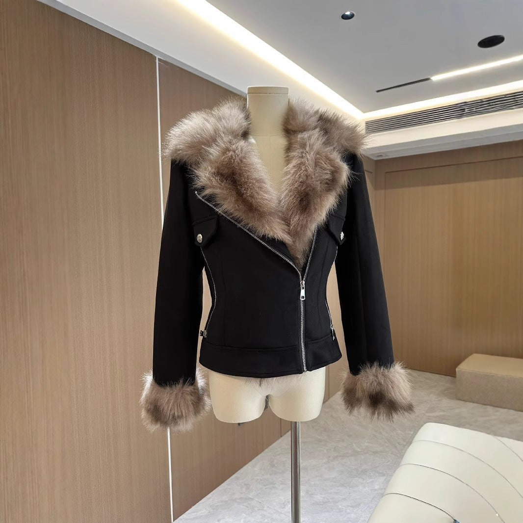Chaqueta Negra de Invierno con Forro de Piel