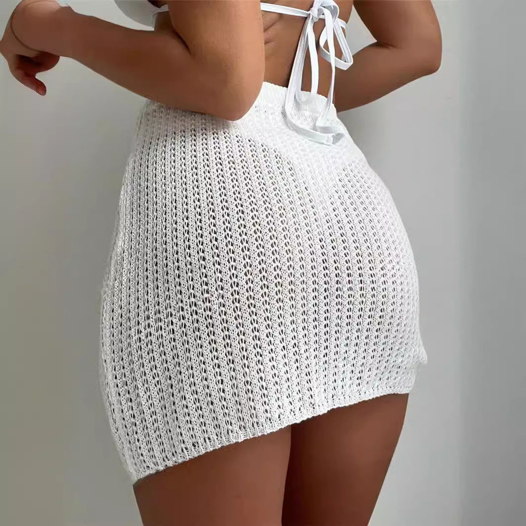 Falda de Playa Tejida con Cordón, Transparente y Sexy