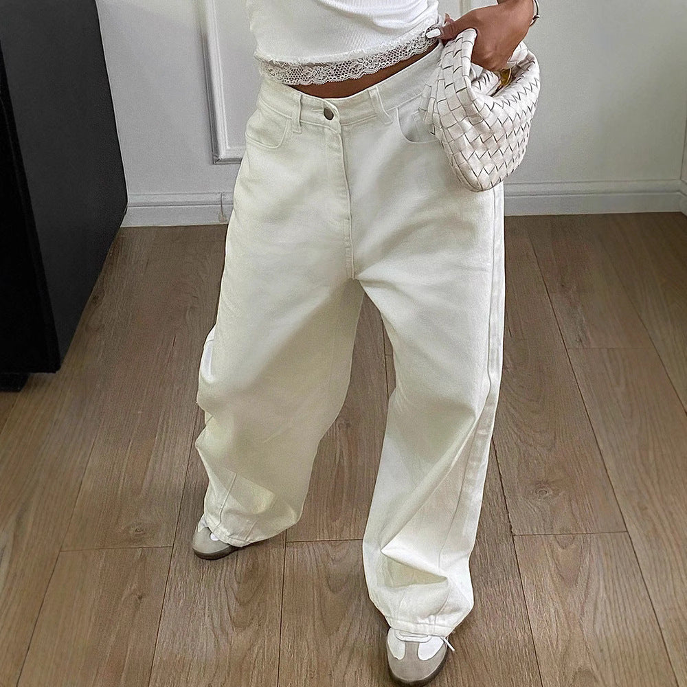 Jeans vintage de pierna ancha, casuales y largos.