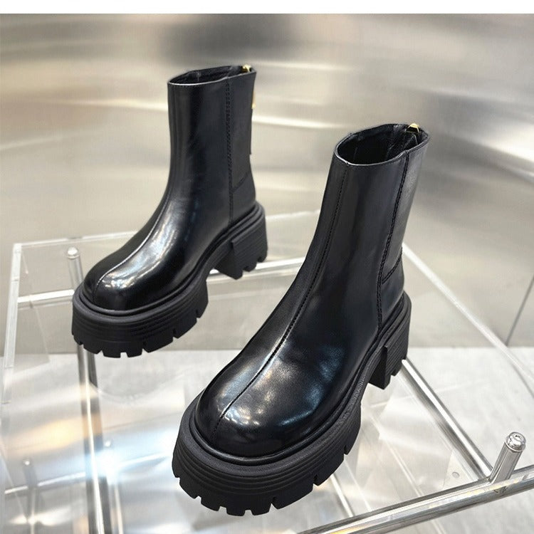 Botines Cortos de Moda para Niños, Estilo Coreano, Tacón Grueso y Suela Gruesa para Otoño e Invierno