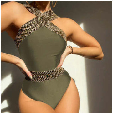 Traje de baño de una pieza de color sólido