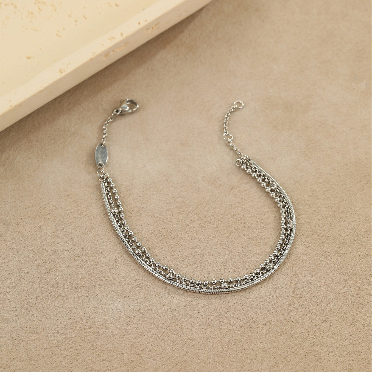 Pulsera Doble de Acero con Circonias
