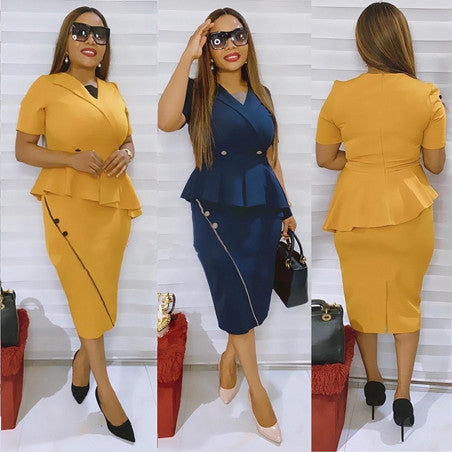 Vestido ajustado para mujer con mangas cortas con volantes y estilo sexy.