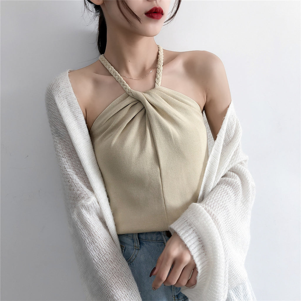 Camisola tejida con hombros descubiertos