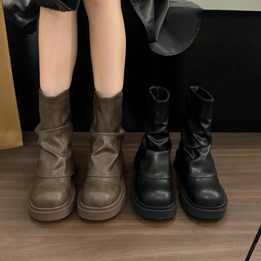 Botas British Street con Mangas Plisadas y Suela Reforzada