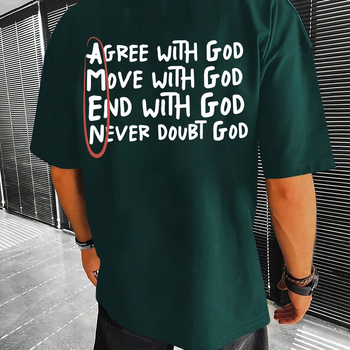 Camiseta casual para hombre con letras, manga corta