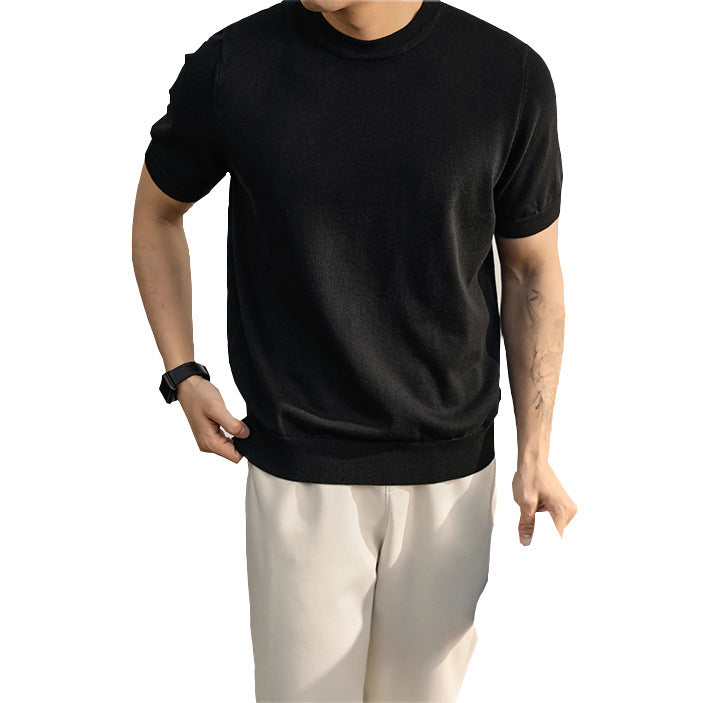 Suéter casual de manga corta para hombre talla grande