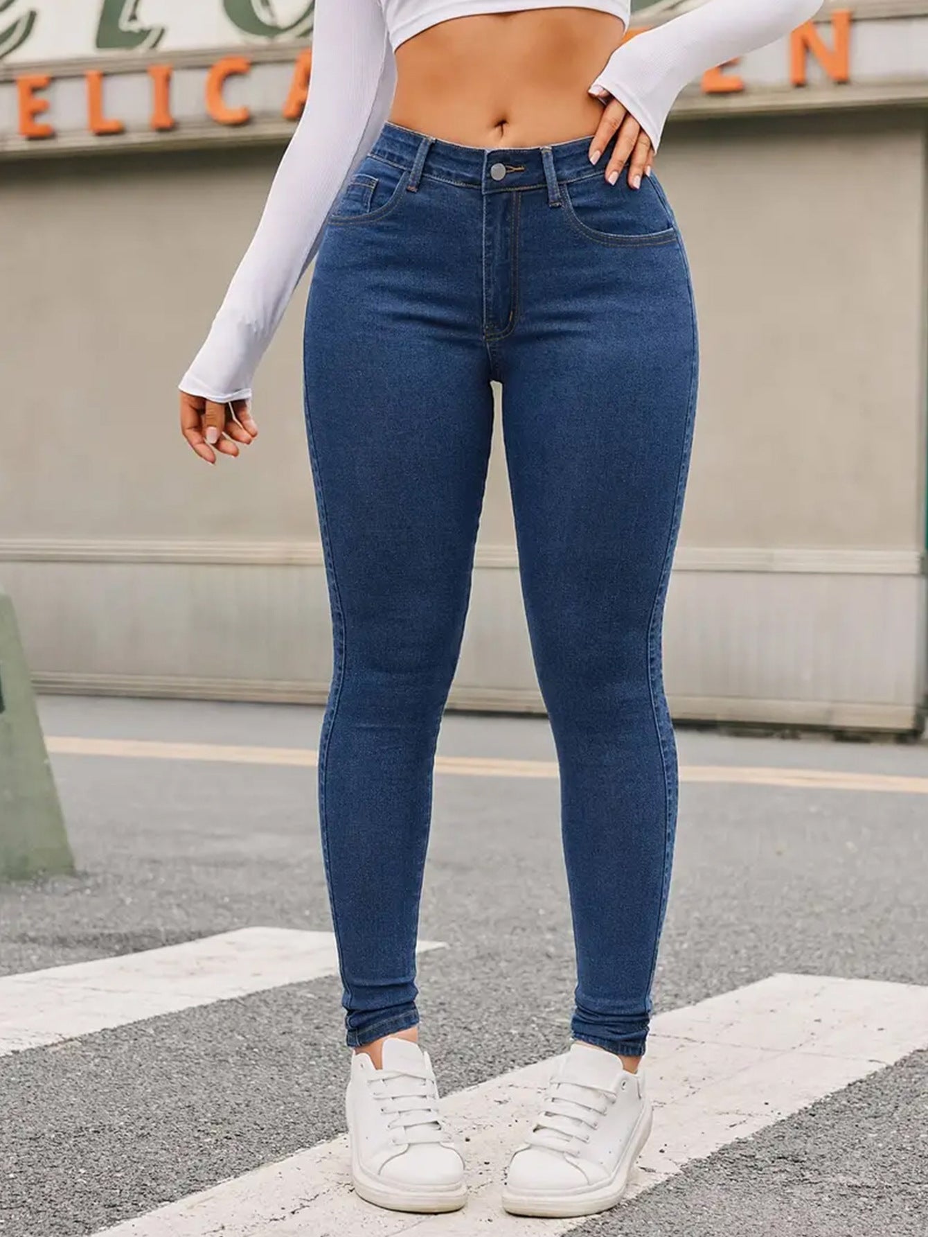 Jeans Ajustados de Mezclilla con Stretch