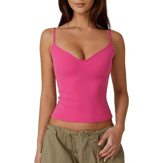 Top corto de tirantes estilo camisola para mujer – tela tipo seda leche