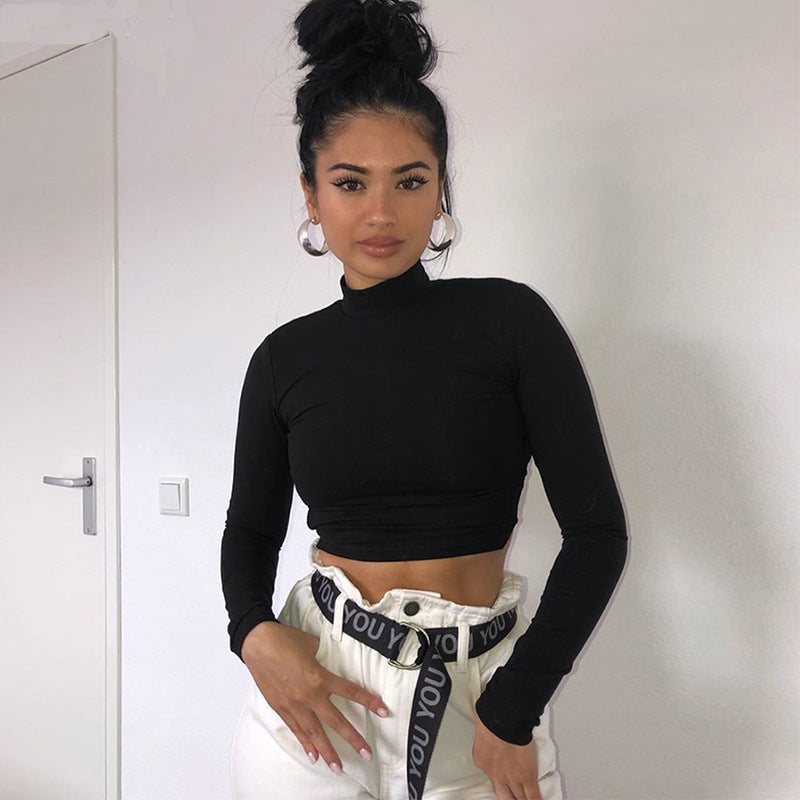 Blusa entallada sexy de manga larga con cordones y diseño calado