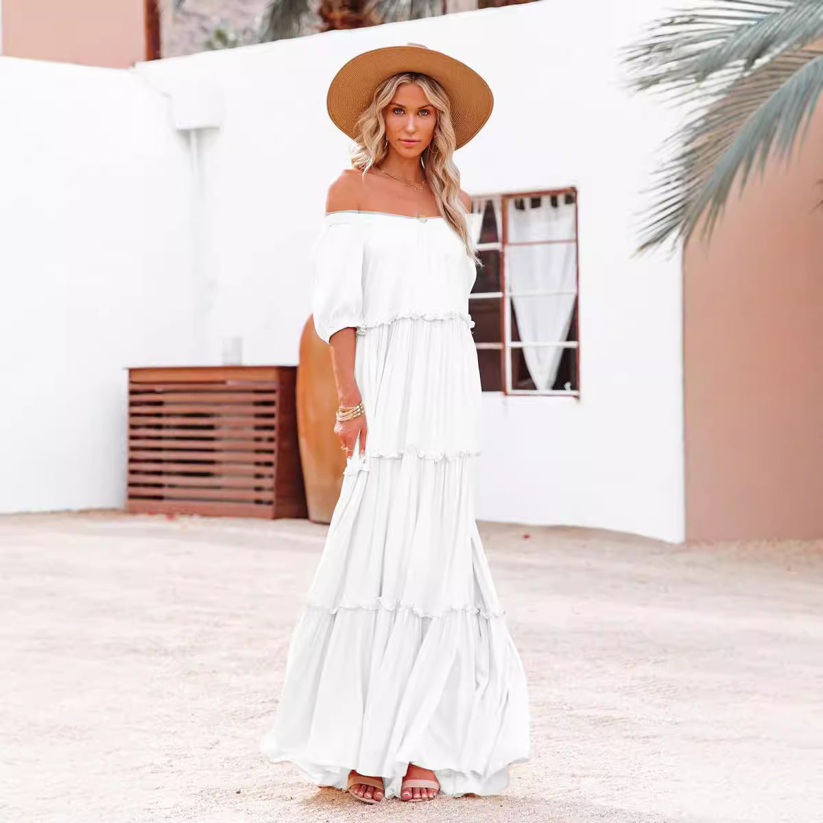 Vestido tipo sling de moda francesa con cintura alta — Estilo sofisticado para oficina