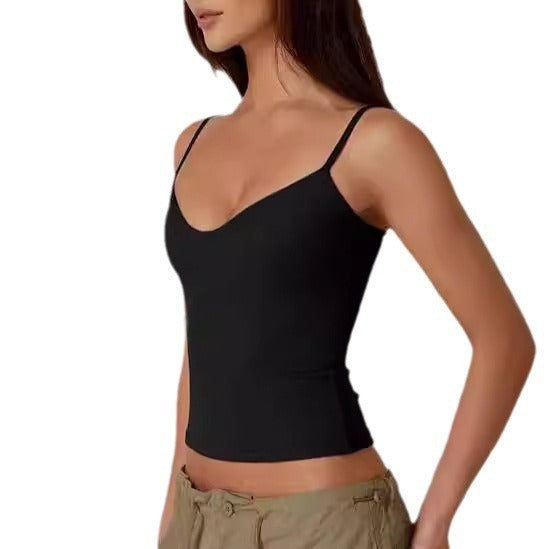 Top corto de tirantes estilo camisola para mujer – tela tipo seda leche