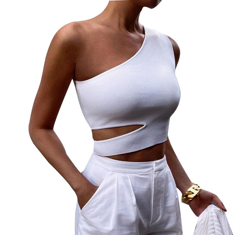 Top asimétrico sexy para mujer, hombro descubierto y espalda abierta