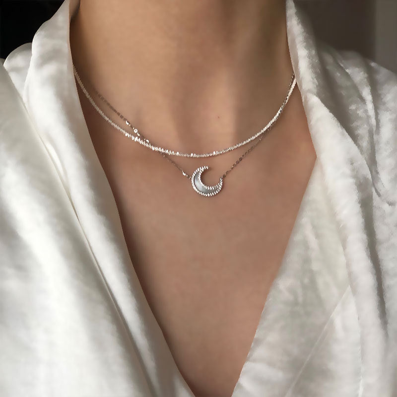 Collar Luna Cielo Estrellado con Incrustaciones de Diamantes para Mujer