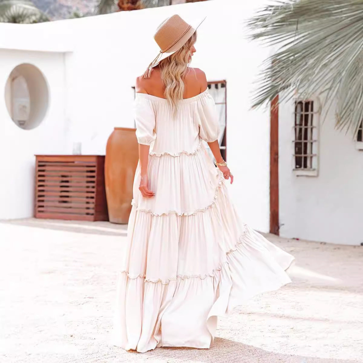 Vestido tipo sling de moda francesa con cintura alta — Estilo sofisticado para oficina