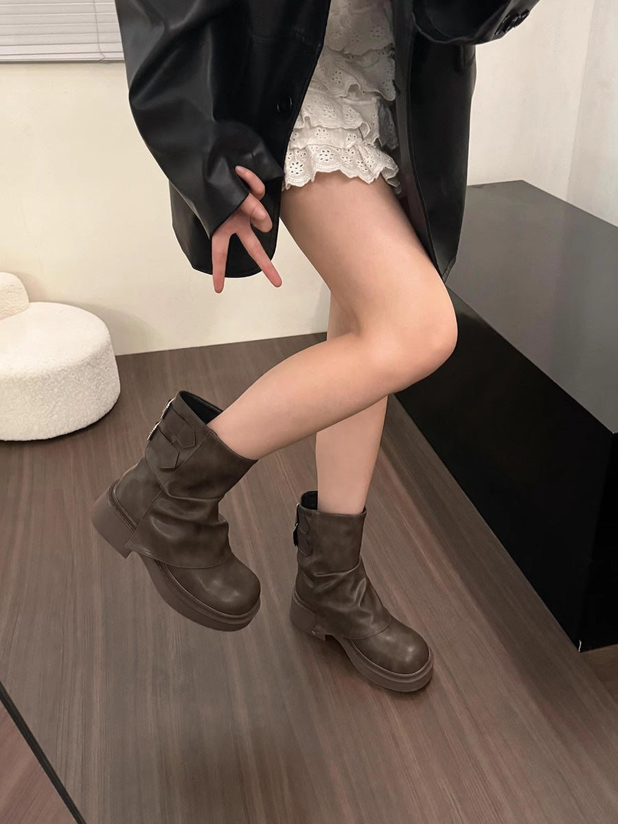 Botas British Street con Mangas Plisadas y Suela Reforzada