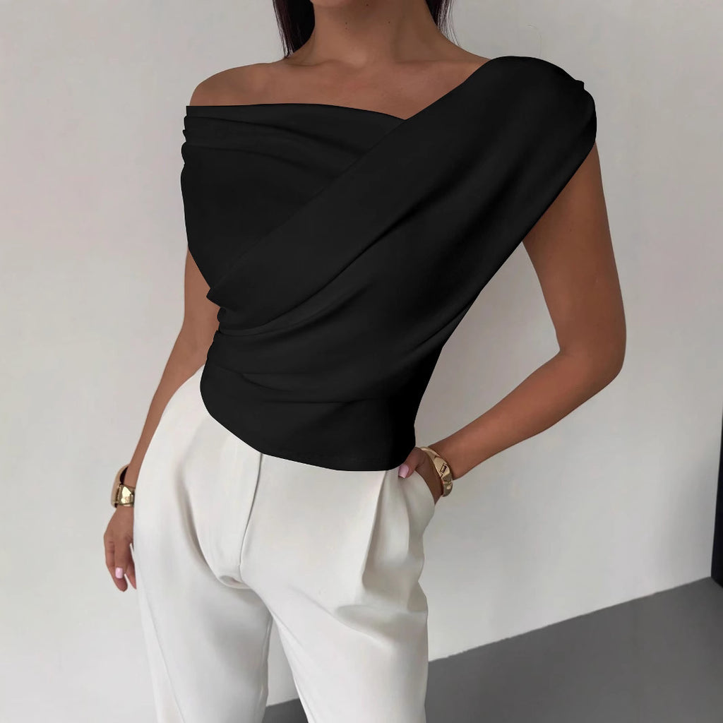 Camiseta sin mangas para mujer, de color sólido y estilo moderno con personalidad.