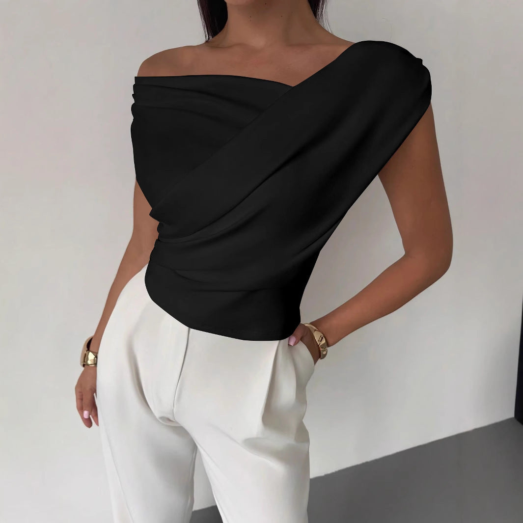 Camiseta sin mangas para mujer, de color sólido y estilo moderno con personalidad.