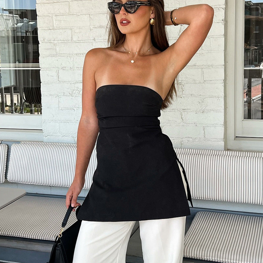 Top tubo de diseño irregular con estilo moderno y a la moda.