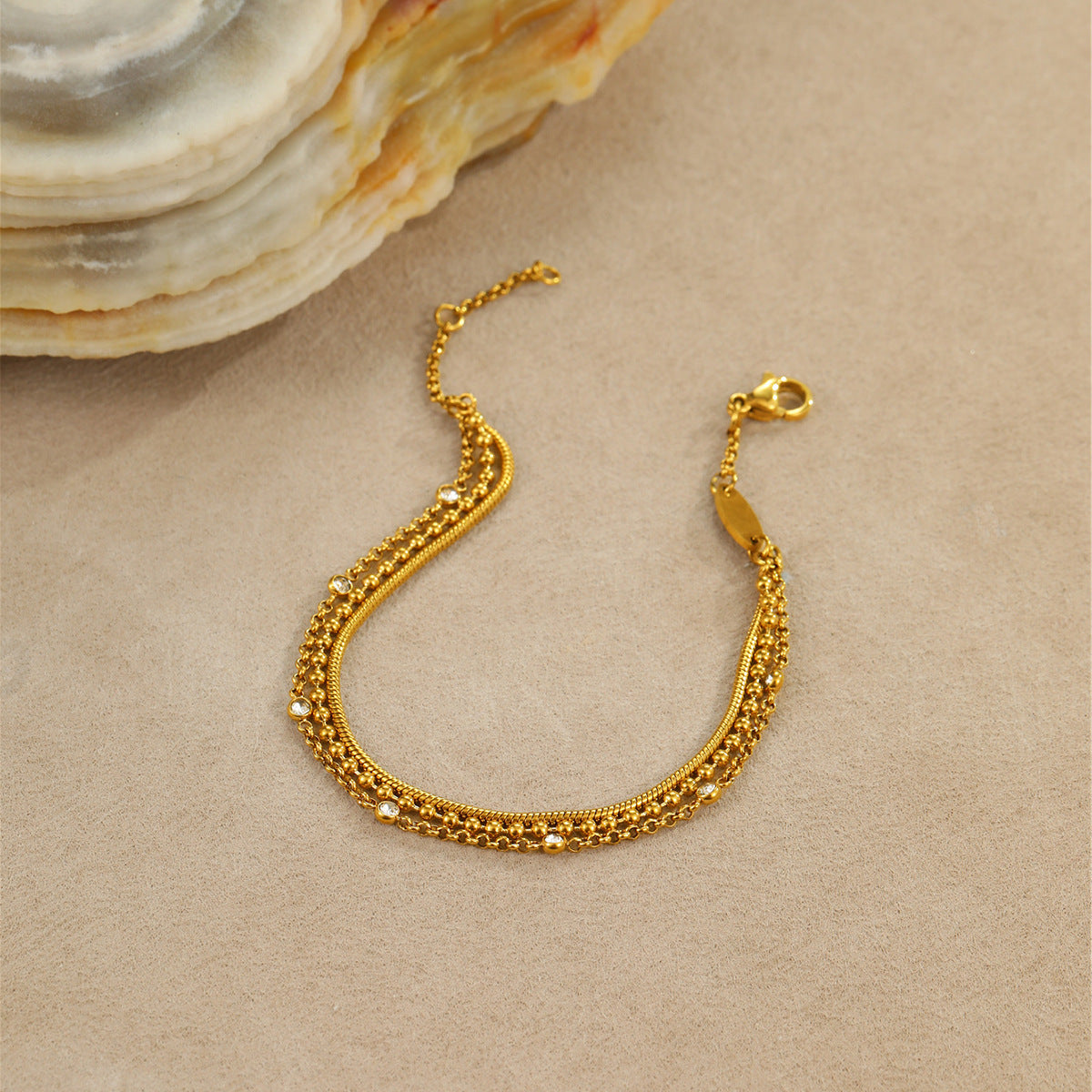 Pulsera Doble de Acero con Circonias