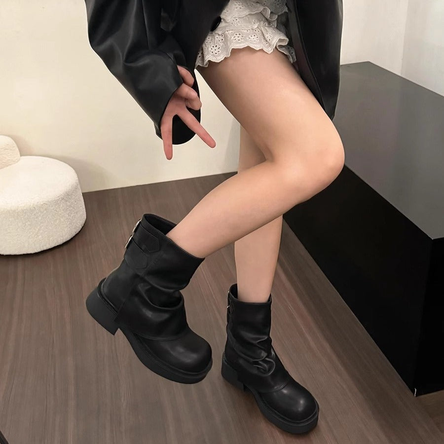 Botas British Street con Mangas Plisadas y Suela Reforzada