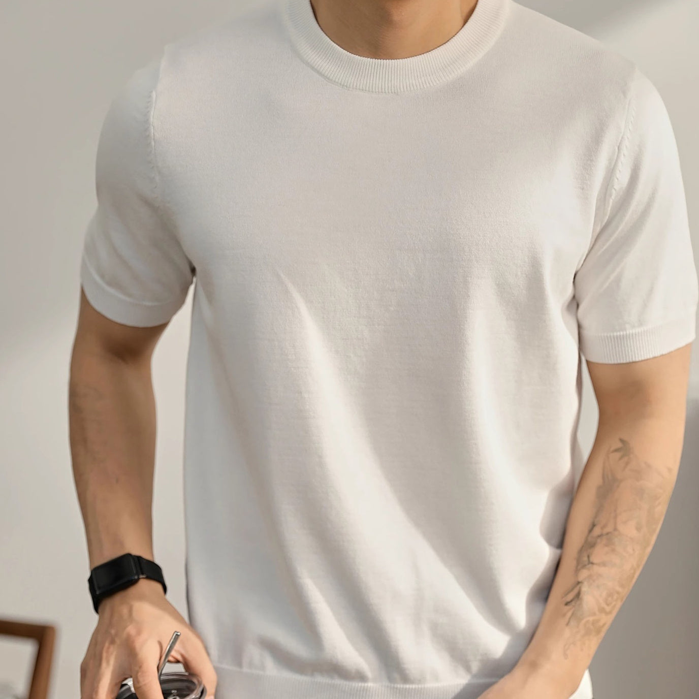 Suéter casual de manga corta para hombre talla grande