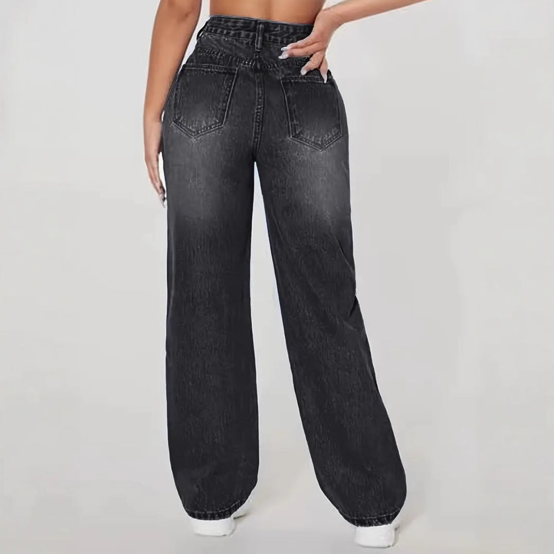 Pantalones vaqueros con agujeros lavados para mujer, estilo europeo y americano.