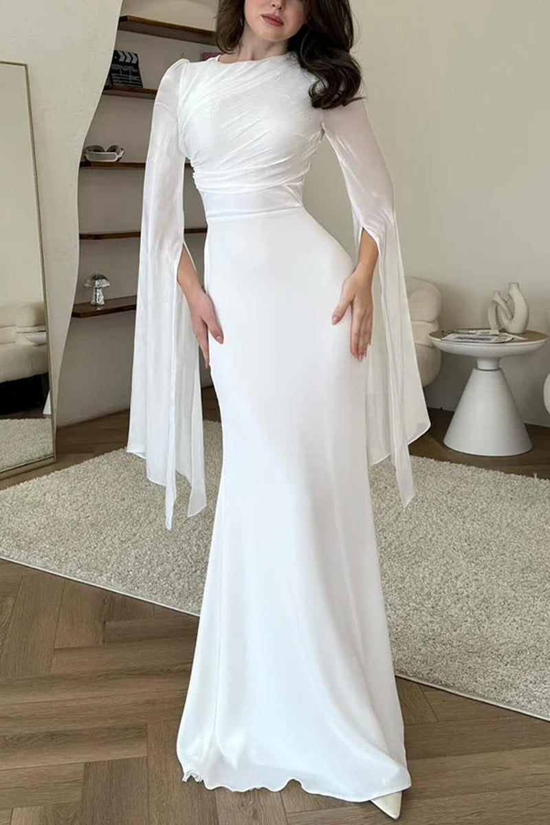 Vestido ajustado de cuello redondo para mujer, estilo elegante