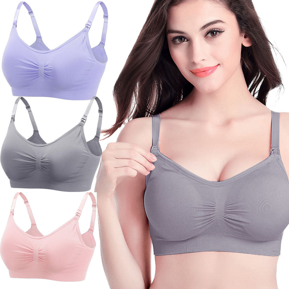 Conjunto de 3 Bras de Lactancia sin Aro – Con Broche Frontal y Diseño Sin Costura